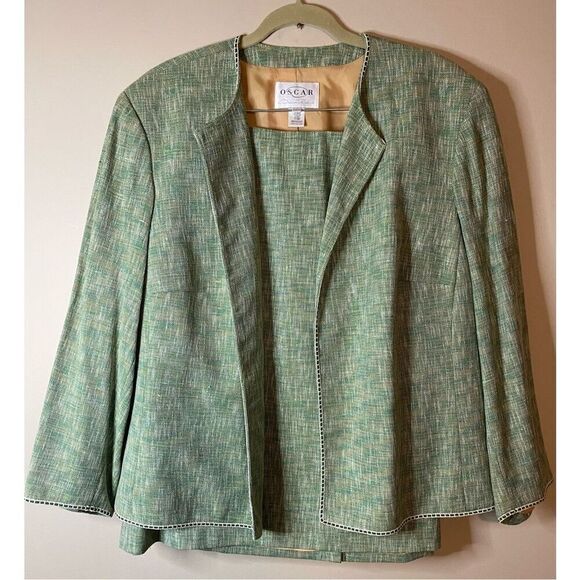 24W, Oscar de la Renta, vintage suit green & teal colour, excellent condition. - Picture 2 of 12